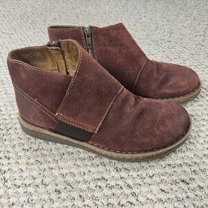 Born Tora Ankle Boots Womens Size 8.5 Distressed Dark Red Suede Leather Outdoor